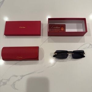 Cartier Black Sunglasses with Red Case and Box